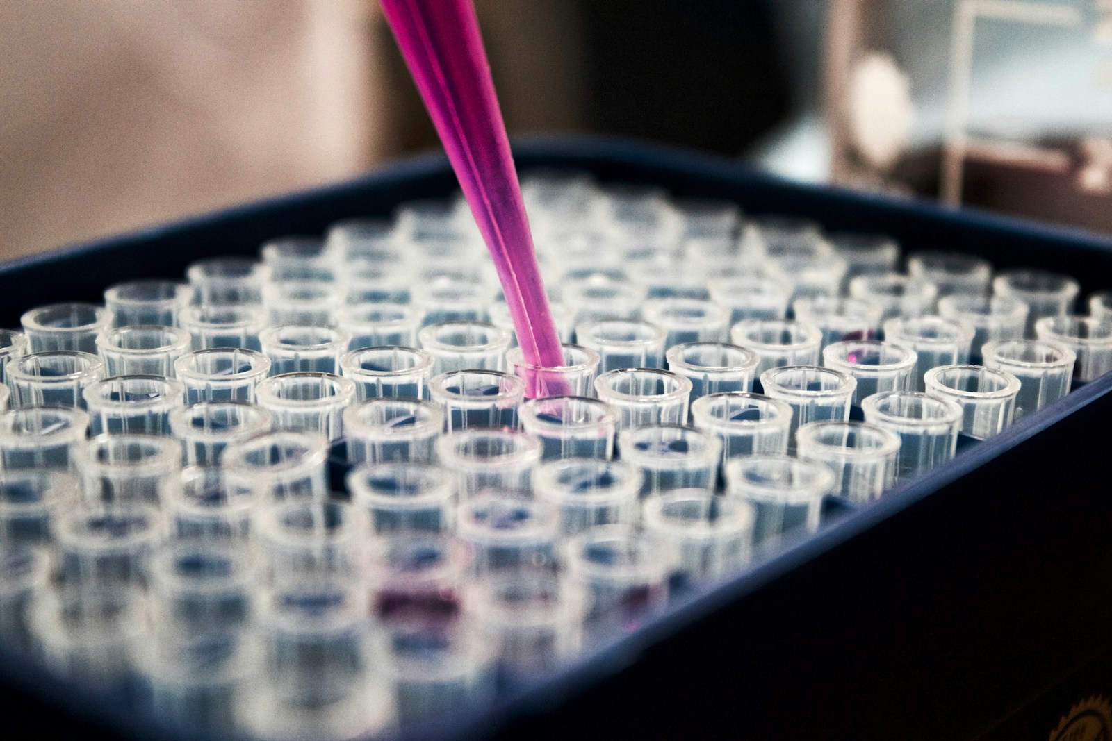 Clinical research handling detail showing controlled sample preparation